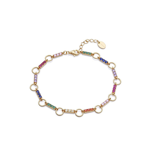 Colorful gold bracelet with round links and multi-colored stones. Ideal for ladies. VICEROY JEWELS Mod. 13073P100-39.