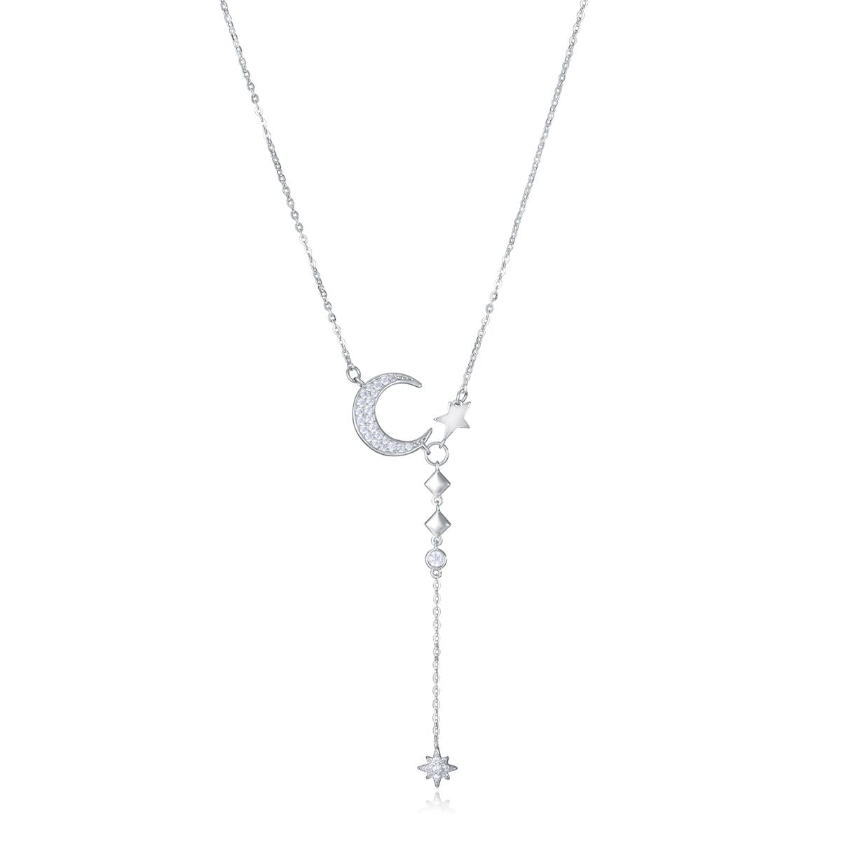 Elegant VICEROY JEWELS Mod. 13205C000-30 lady's necklace in Silver 925° with moon and star design. Quartz Analog, 10 ATM water resistant.