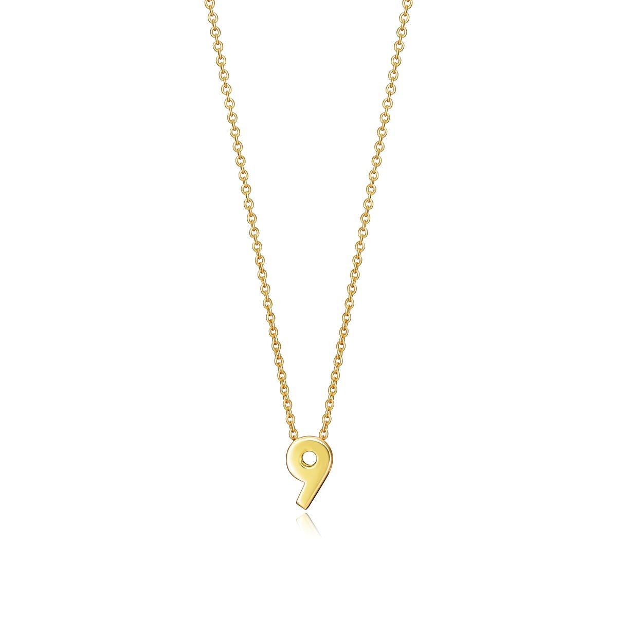 Gold necklace with number 9 pendant, elegant design for ladies by VICEROY JEWELS Mod. 61041C000-09, quartz movement, water-resistant.