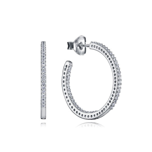 VICEROY JEWELS Mod. 7111E023-30 elegant silver 925° hoop earrings with quartz analog design, water resistant, in official box.