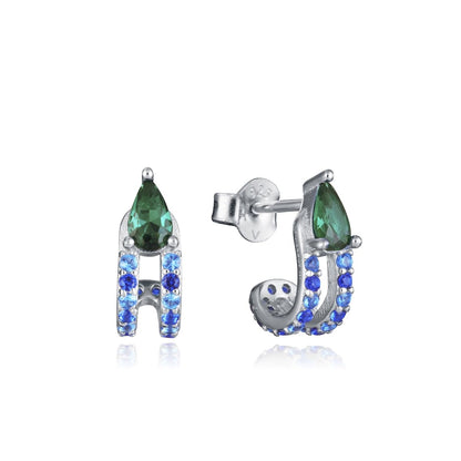 VICEROY JEWELS Mod. 9130E000-39 silver 925° earrings with green stones and blue accents, elegant lady's accessory for multifunction style.