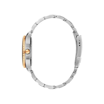 VICTORINOX WATCHES Mod. V241612 side view, elegant watch with silver and gold accents, showcasing the sleek design and craftsmanship.