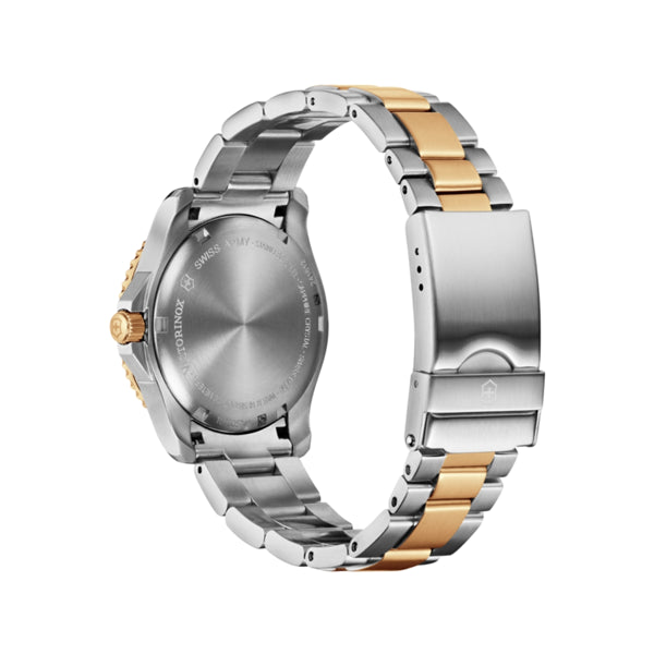 Back view of VICTORINOX WATCHES Mod. V241612 stainless steel and gold-tone watch.