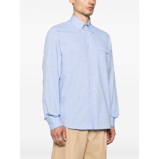 Valentino Formal Shirt in light blue with button-down collar and VLogo Signature, featuring a chest patch pocket and buttoned cuffs.