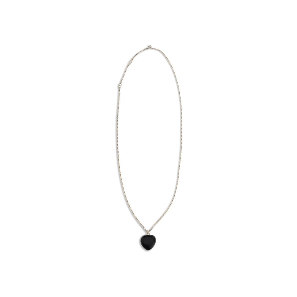 Valentino Garavani Black Brass Necklace with VLogo detail and gold-tone finish, featuring swivel lobster clasp and adjustable length.