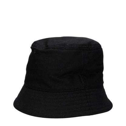 Valentino Garavani Black Cotton Bucket Hat with front logo detail, made of 98% cotton and 2% elastane, casual style.
