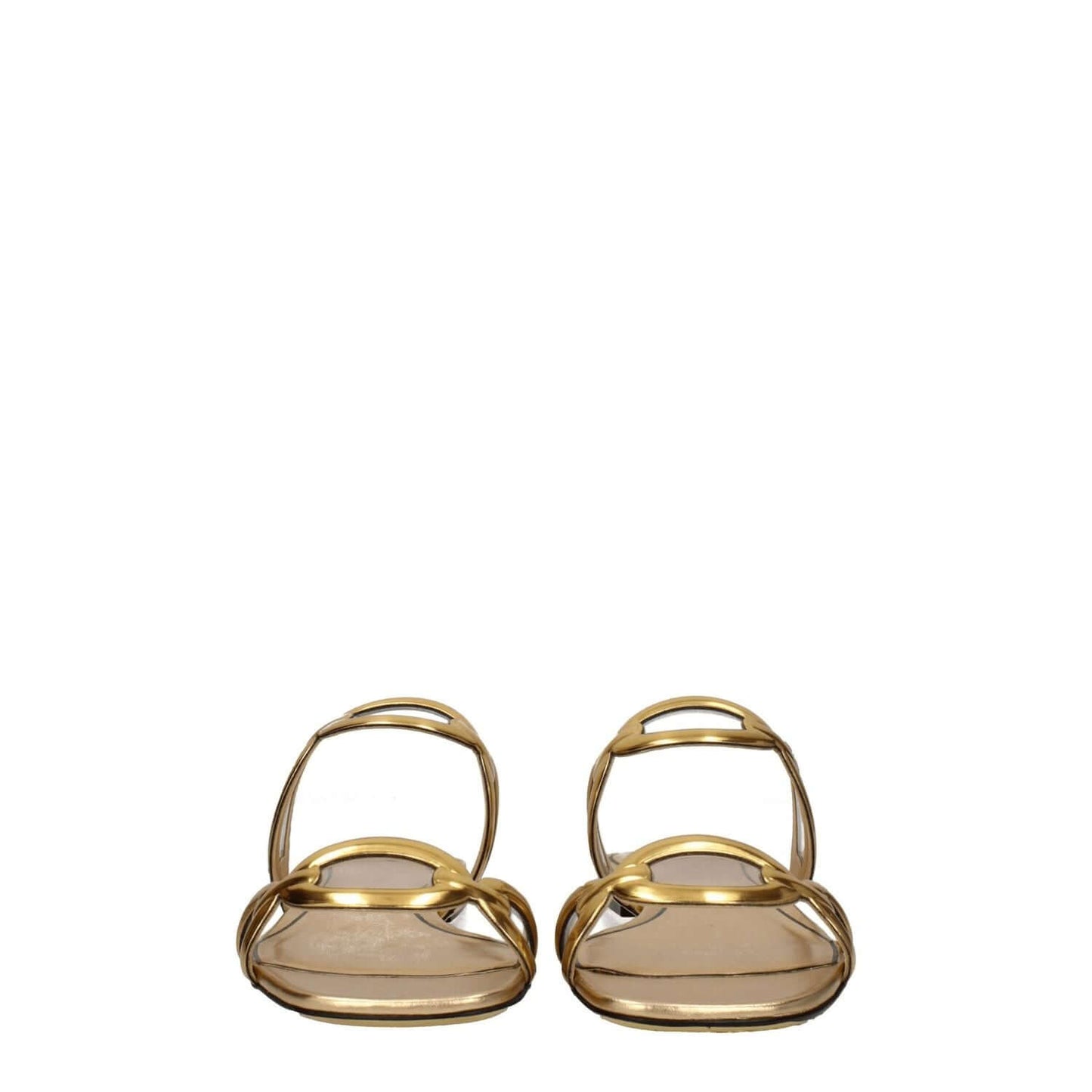 Valentino Garavani Gold Leather Slippers, casual flat open-toe design with gold leather for stylish comfort.