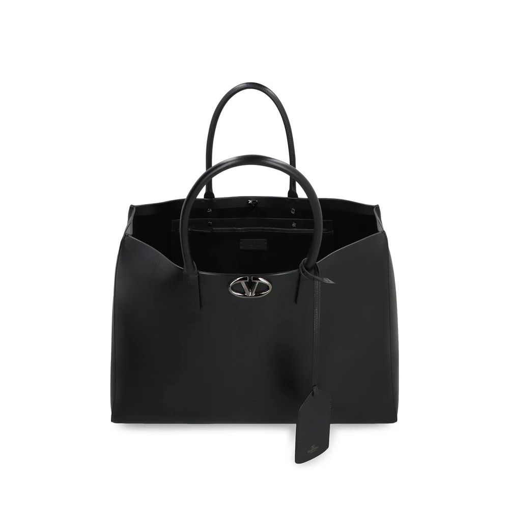 Front view with bag zipped and handles upright.