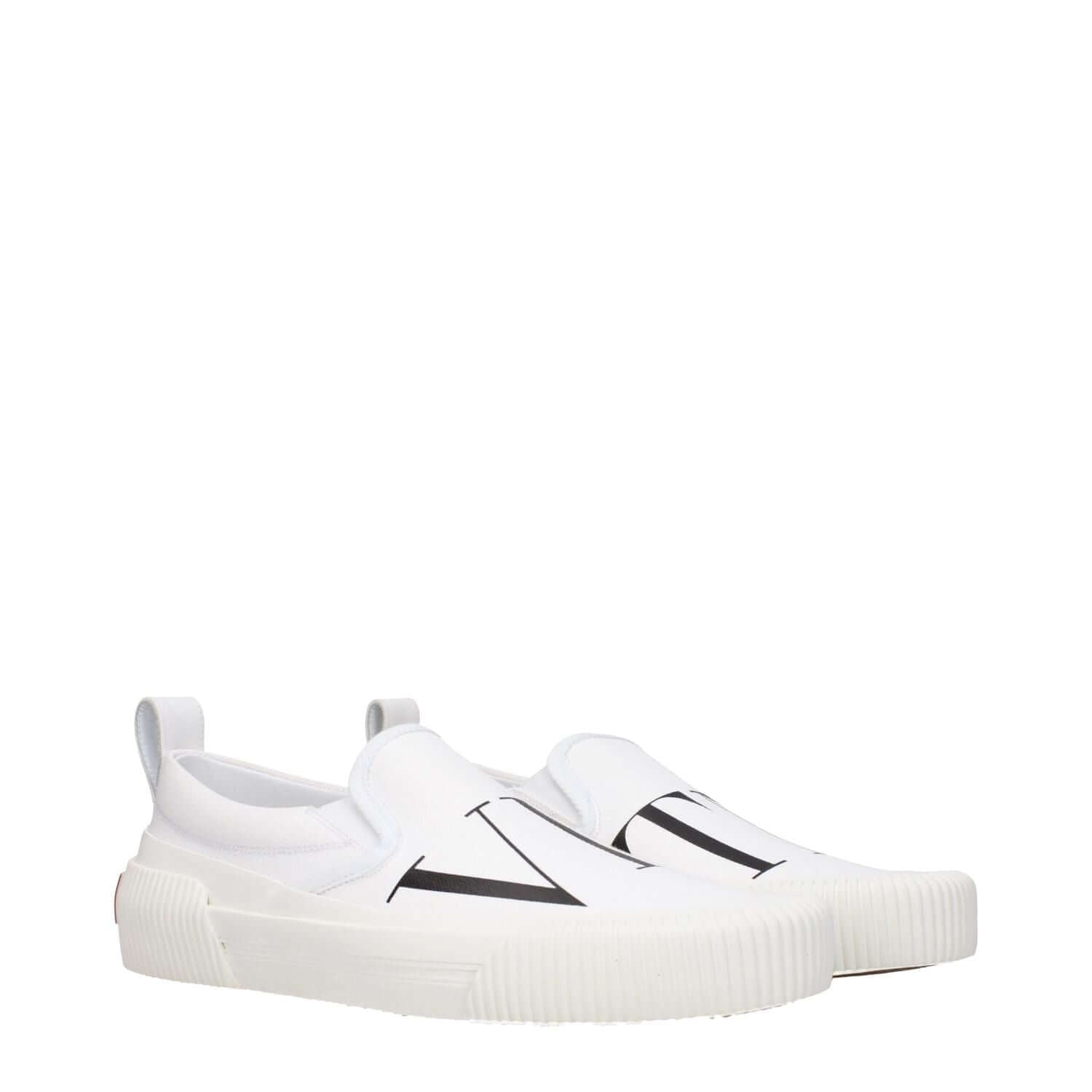 Valentino Garavani White Fabric Slip-On Loafers
