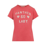 Red Valentino Light chez t-shirt featuring 'Panther 60 Lady' graphic print on chest, short sleeves, crew neck, cotton material.