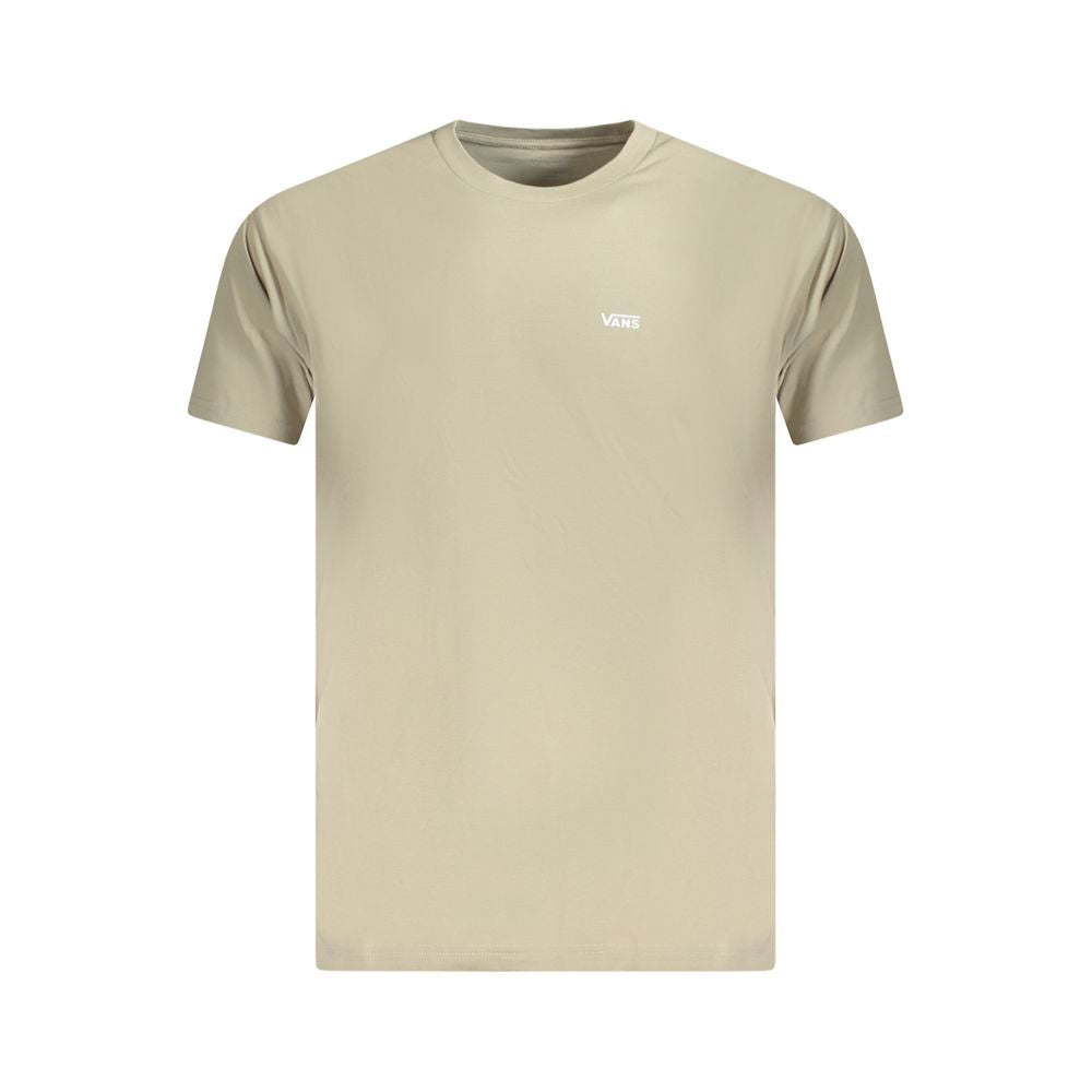 Alt Tag: Vans Beige Cotton Men T-Shirt with crew neck, soft cotton fabric, and iconic Vans logo, perfect for casual style.