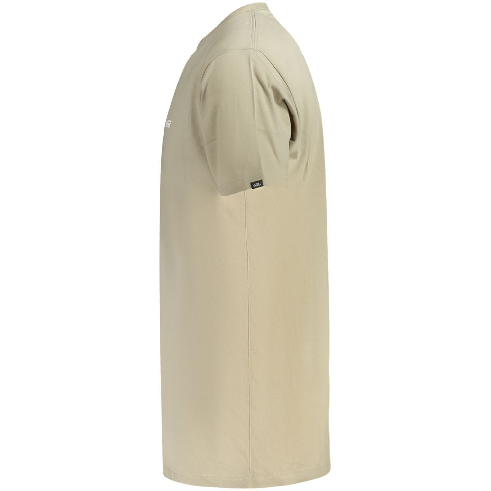 Side view of Vans Beige Cotton Men T-Shirt with short sleeves and crew neck, showcasing the classic fit and iconic logo.