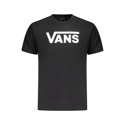 Vans Black Cotton T-Shirt with logo print, classic fit, short sleeve, crew neck. Perfect for casual wear.