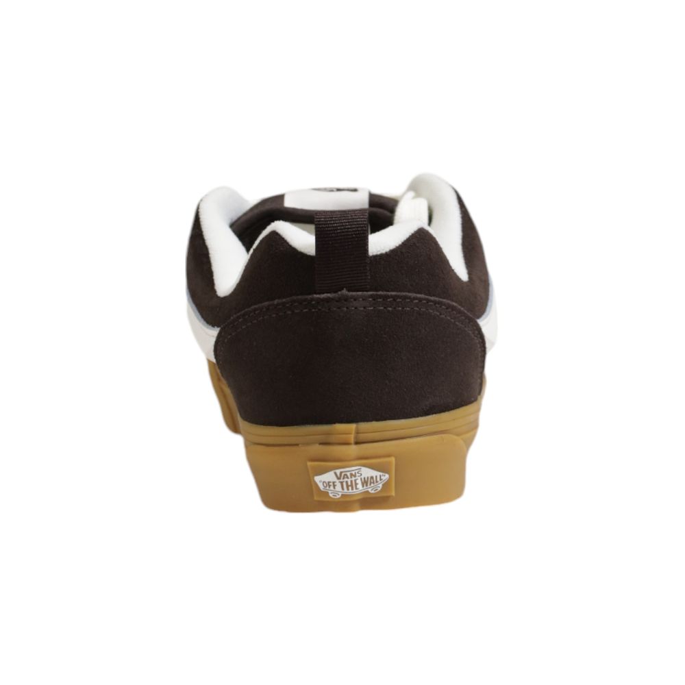 Rear view of Vans Brown Suede Leather Sneaker showcasing rubber sole detail.