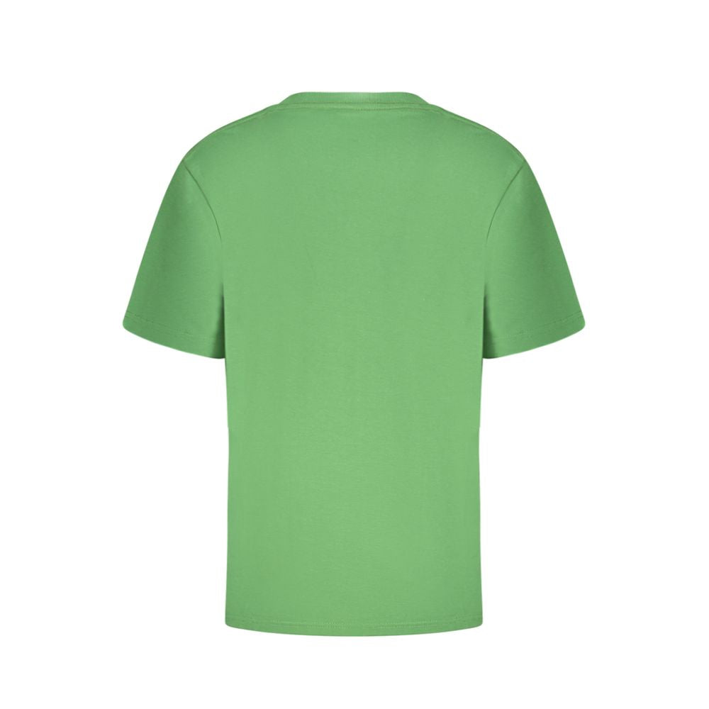 Vans Green Cotton T-Shirt, short sleeve, classic fit, crew neck, featuring logo print, back view.