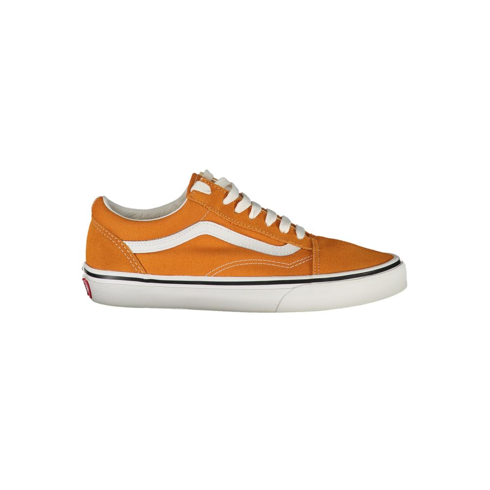 Vans Orange Polyester Sneaker with laces, old skool design, contrasting details, and logo.