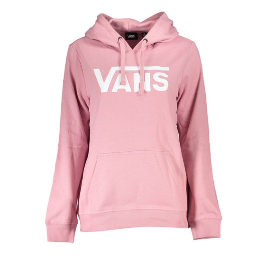 Vans Pink Cotton Women Sweater featuring iconic logo and front pocket, stylish and comfortable long-sleeve hoodie for a trendy look.