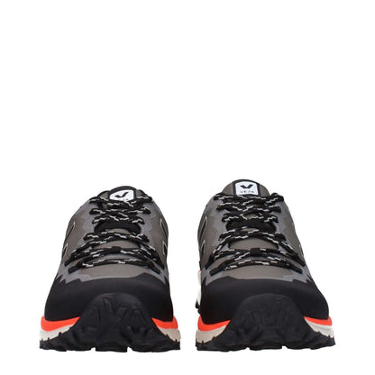 Veja Gray Fabric Athletic Sneakers with front and side logos, lace-up closure, rubber sole, round toe, black accents, MPN UFR2303206B.