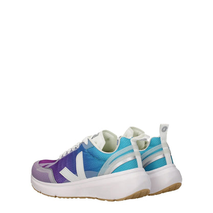 Veja Multicolor Fabric Athletic Sneakers with purple, blue colorway and lace-up closure, featuring side logo, rubber sole.