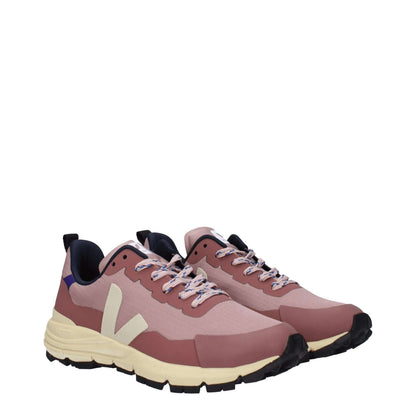 Veja Pink Fabric Athletic Sneakers with lace-up closure and rubber sole, featuring a side detail and front logo. Sporty glam style.