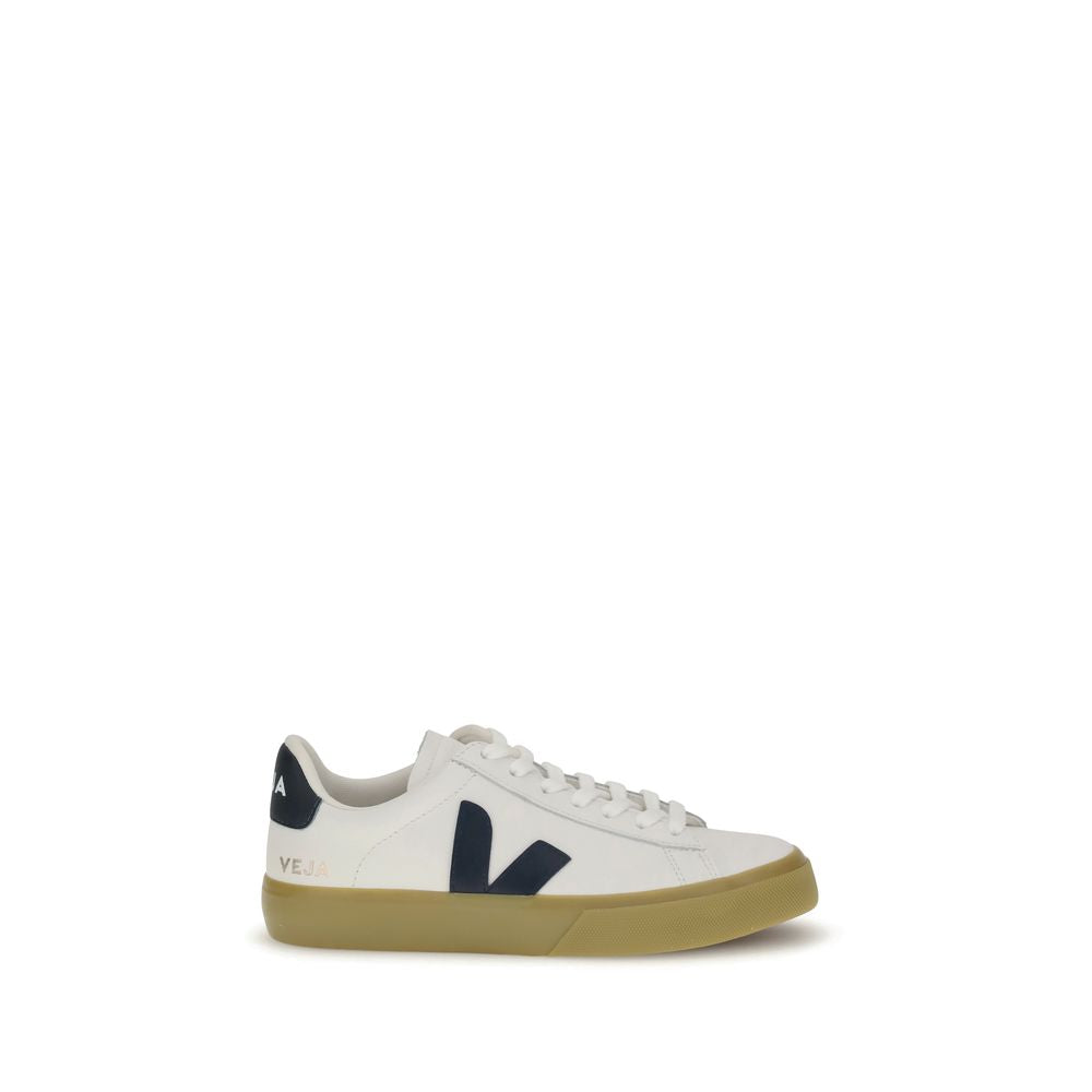 Veja White Leather Low Top Sneakers with side-stitched V initial, rounded toe, and lace-up closure for comfort and style.