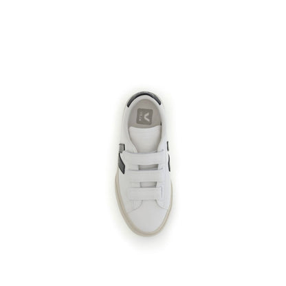 Top view of Veja White Rubber Low Top Sneakers with three strap closure and iconic logo.