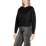Vero Moda Black Viscose Sportswear, women's hooded sweater offering casual style and comfort, made from viscose, polyester, and nylon.