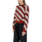 Vero Moda Bordeaux Recycled Polyester Sweater for women, featuring fall/winter knitwear design with stripes, sustainable fashion
