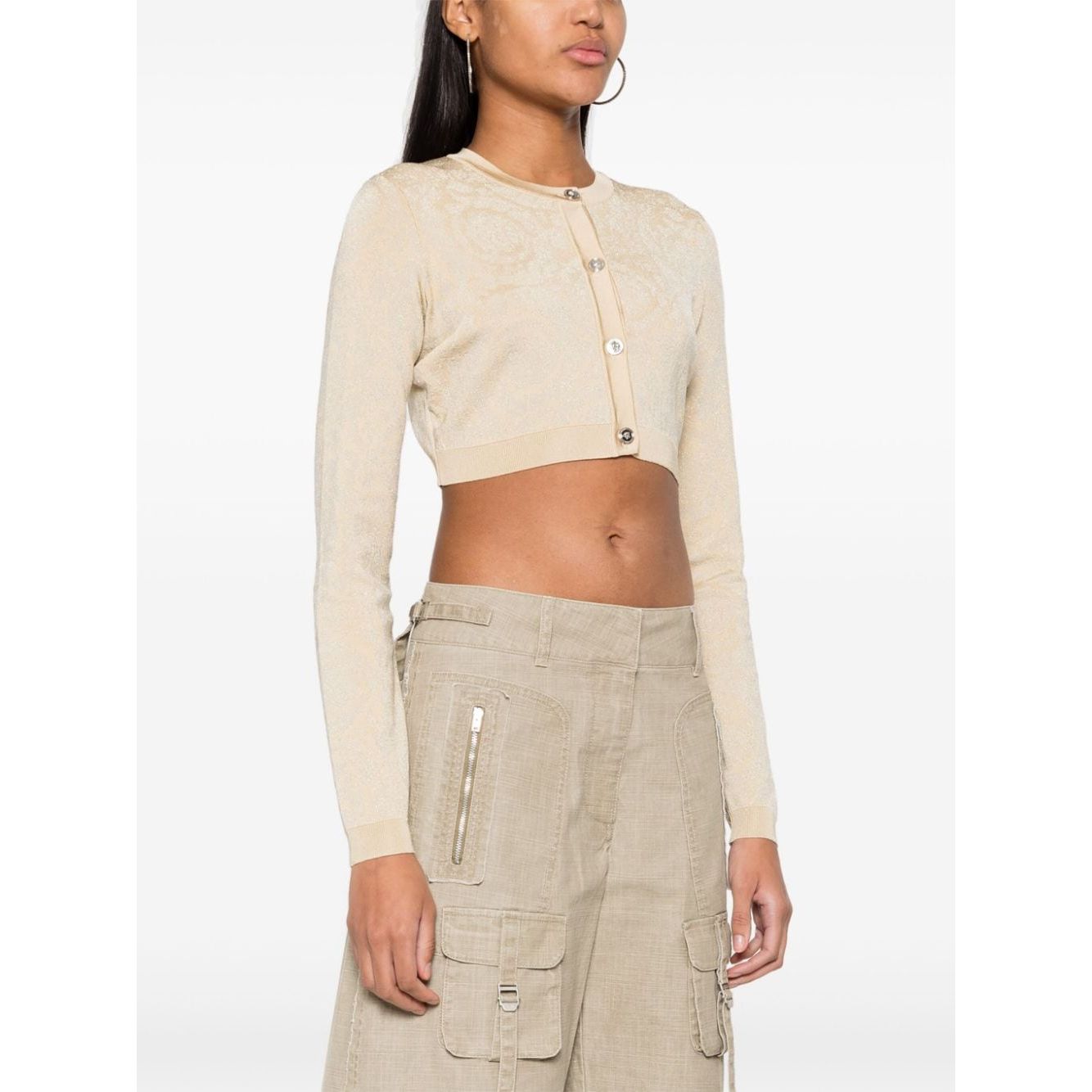 Versace Barocco lurex cropped cardigan