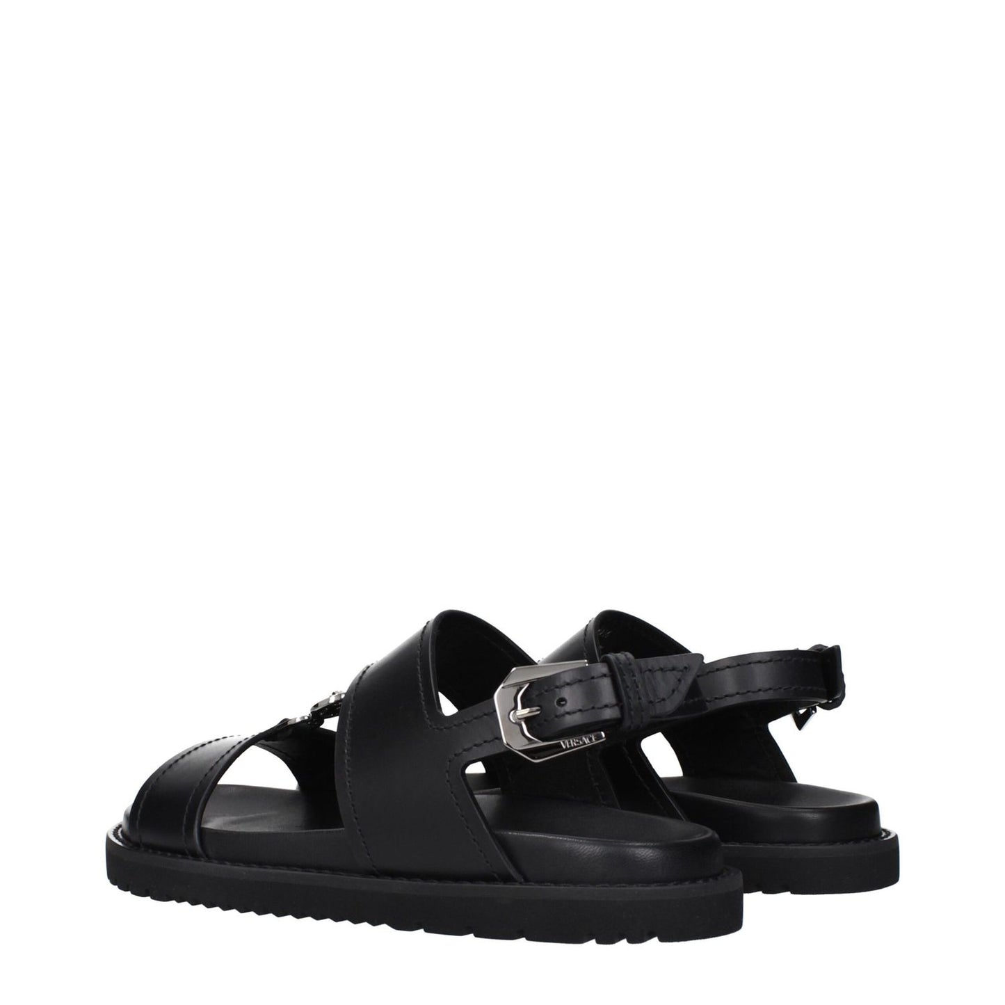 Versace Black Leather Sandals