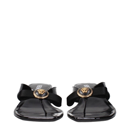 Versace Black Leather Stiletto Heel Sandals