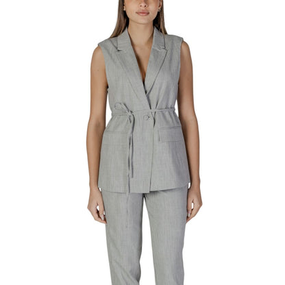 Vila Clothes Gray Recycled Polyester Waistcoat