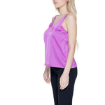 Vila Clothes Pink Polyester Top with V-neck and adjustable straps, showcasing elegant and contemporary style for women.