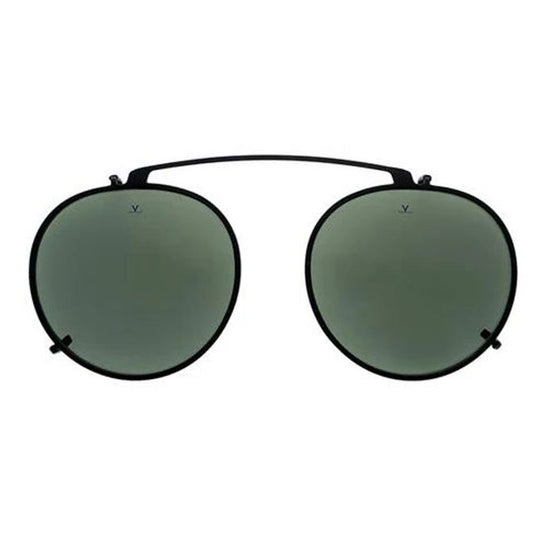 Vuarnet Black Metal Frames with clip-on lenses, unisex, green optic, 55/17mm dimensions, high-quality metal material.