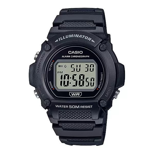 CASIO TIMELESS COLLECTION Mod. SPORT- ILLUMINATOR. WR 50M. ALARM. CHRONOGRAPH W-219H-1ACVF
