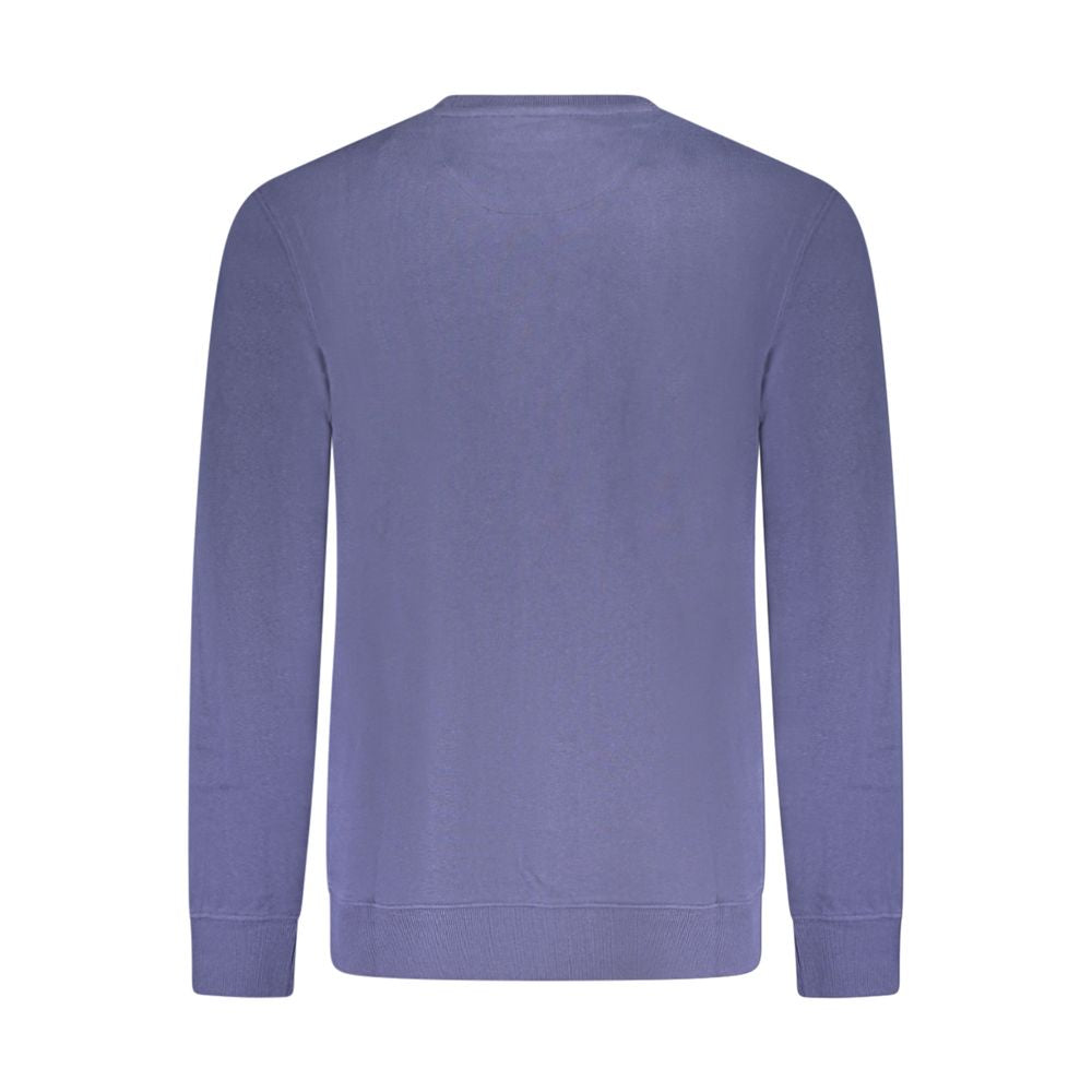 Wrangler Blue Cotton Men Sweater, long sleeve crew neck with subtle logo, iconic style for trend-setters, back view display