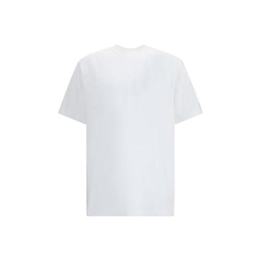 Y-3 White Cotton Sportswear T-Shirt with ribbed crew neck and logo graphic, made from 100% cotton, AW25 oversized fit, made in Thailand.
