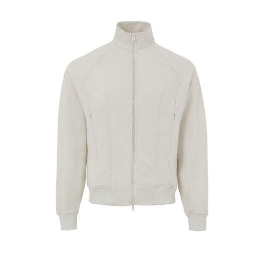Y-3 White Polyamide Hoody, slim fit sweatshirt in technical fabric with zip, turtleneck, and logo on the back