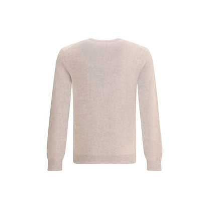 ZEGNA Beige Cashmere Cashmere Sweater with ribbed crew neck, cuffs, and hem, offering timeless elegance and unparalleled softness.