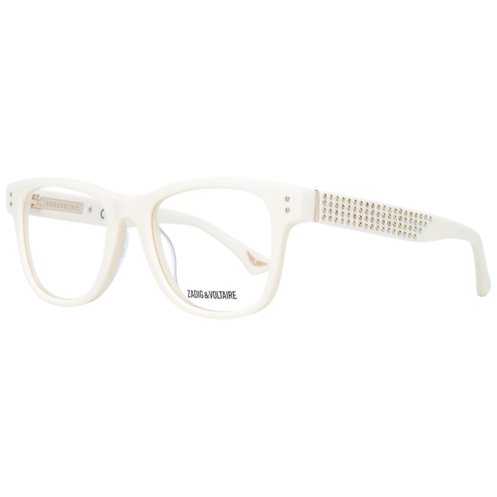 Zadig & Voltaire Cream Women Glasses Frame in full-rim rectangle style with branded case included.
