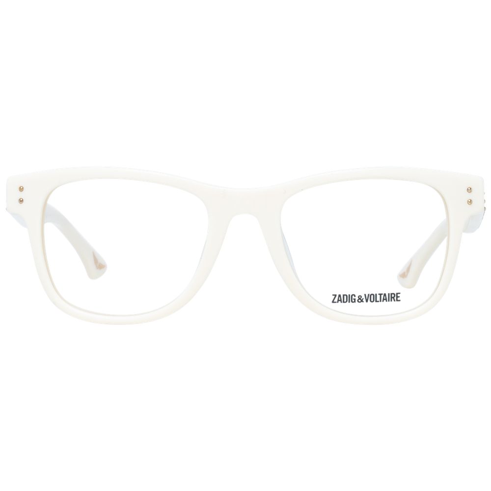 Zadig & Voltaire Cream Women Glasses Frame, full-rim rectangle style, plastic material, demo lenses, cream color with branded case.