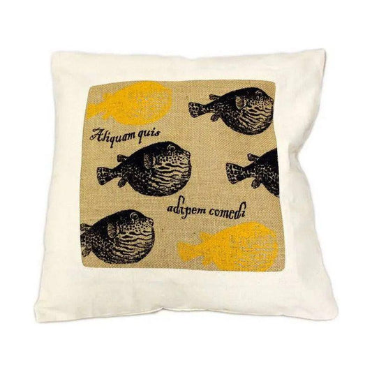 CUSCINI LETTERARI - Copricuscino in Juta lavata / Cotton pillow case e Juta lavata ALIQUAM QUIS ADIPEM COMEDI - Size 40x40cm FASHION ACCESSORIES